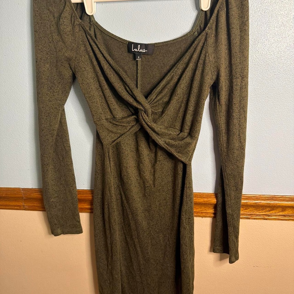 Lulus "Take Things Up A Knot" Olive Green Mini Dress